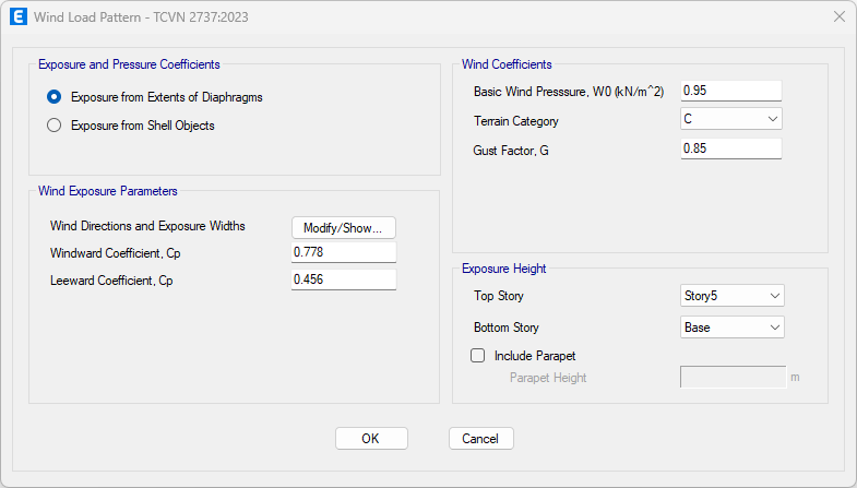 Tính toán tự động tải gió 2737-2023 bằng ETABS